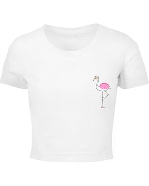 Merchcode T-Shirt 'Flamingo' - Weiß