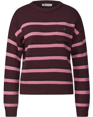 Street One Pullover Mit Rundhals Und Brusttasche - Rot