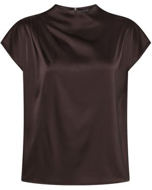 Zero Satin-Bluse Mit Kragen - Schwarz