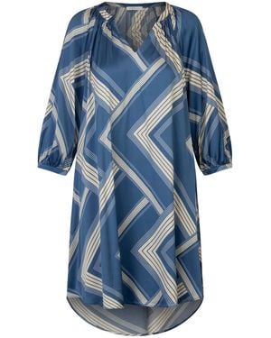 MINT & MIA Bedrucktes Viskose Satin Kleid - Blau