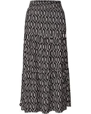 Street One Maxi-Rock Mit Volants Und Print - Schwarz