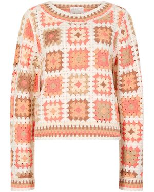 Apricot Pastel Crochet Squares Jumper - Pink
