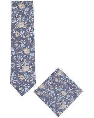 REAL GUYS Set Krawatte Mit Passendem Einstecktuch - Blau