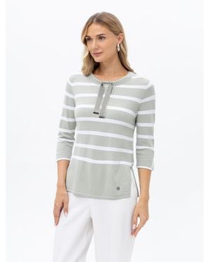 Passioni Pullover Strickpullover Mit Glitzerbändern - Grau