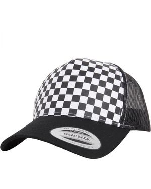 Flexfit Cap Checkerboard Retro Trucker - Schwarz