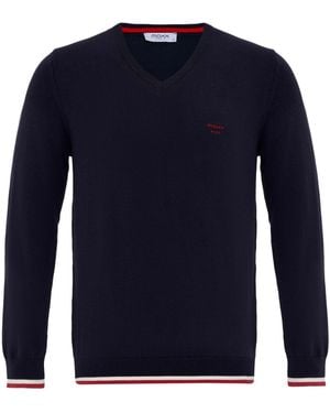 Moxx Paris V-Neck Basic Pullover - Blau