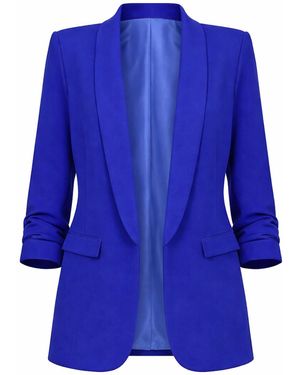 Worldclassca Blazer Damen Blazer 3/4 Arm Mit Raffung - Blau