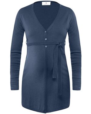Bellybutton Pullover Schwangerschaft Wollpullover Geknöpft Blau