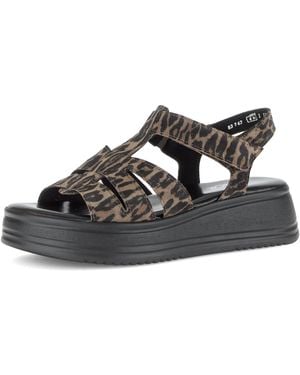 Gabor Rhodos Keilsandalette Riemchensandale, Sommerschuh mit modischen Riemchen, G-Weite - Schwarz