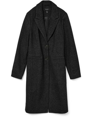 Vero Moda Langmantel VMBLAZA HERINGBONE LONG WOOL COAT GA BOO - Schwarz