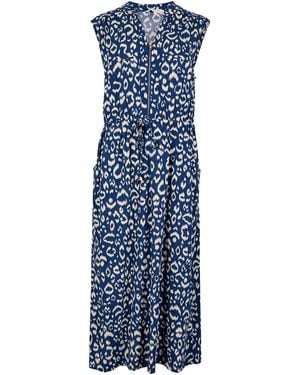 Apricot Animal Print Midi Dress - Blau