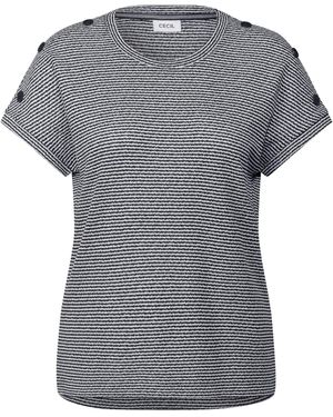 Cecil Gestreiftes Strukturshirt - Grau