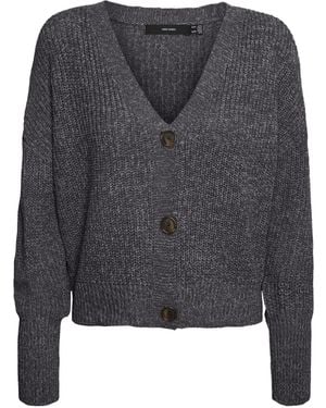 Vero Moda Strickjacke VMLEA LS V-NECK CUFF CARDIGAN - Grau