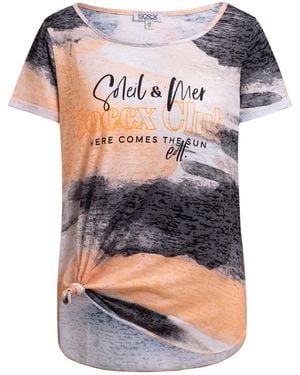 SOCCX Ausbrenner-Shirt Mit All Over Print Und Knotensaum - Orange