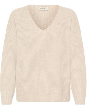 Oxmo V-Ausschnitt-Pullover Oxicallie - Natur