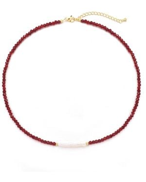 MayTree Kette Kristallkette Mit Langer Perle - Natur