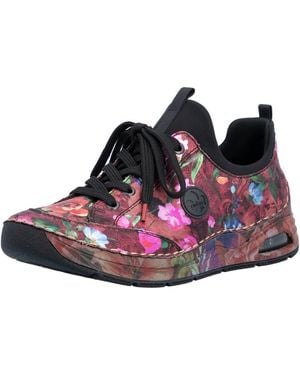 Rieker Sneaker Low Hwk Damen Halbschuhe Kunstleder Multi/Schwarz - Pink