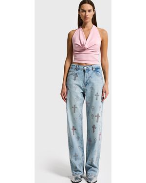 its basic Its Basic Jeans Rhinestone Loose Mid Rise Jeans (Lenght 30) - Blau