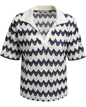 Smith & Soul Poloshirt Im Häkel-Look - Weiß