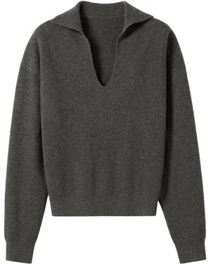 LILYSILK Pullover Gerippter Kaschmir Polo Pullover - Schwarz