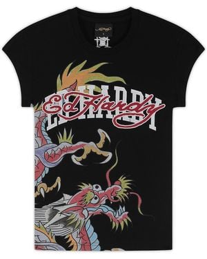 Ed Hardy T-Shirt Varsity Dragon - Schwarz