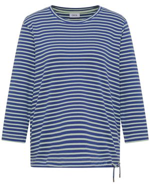 Cecil 3/4-Arm Shirt Mit Rundhals Und Streifen - Blau