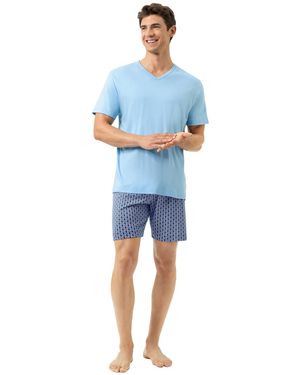 Mey Pyjama Straight Geo - Blau