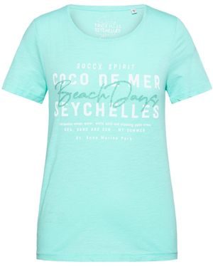 SOCCX T-Shirt Mit Rundhalsausschnitt Und Caviar-Wording - Grün