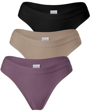 Yenita Strings 3Er Set Damen Tanga Mit Elastischem Logobund - Lila