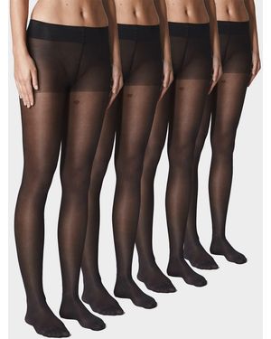 Bataillon Belette Strumpfhose Strumpfhose Transparent 40Den Damen (4Er Pack) Semitransparent & Reißfest - Schwarz