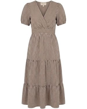Apricot Stripe Wrap Midaxi Dress - Natur