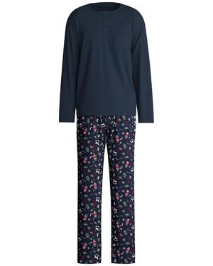 CALIDA Pyjama Lang Family & Friends - Blau