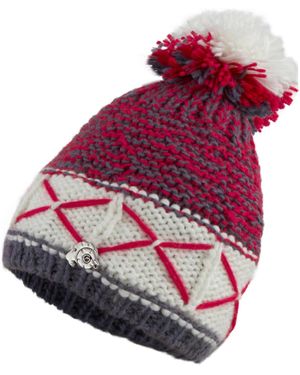 GUGGEN Mountain Mütze Mütze K013 Wintermütze Mit Bommel Und Leichtem Fleecefutter - Rot