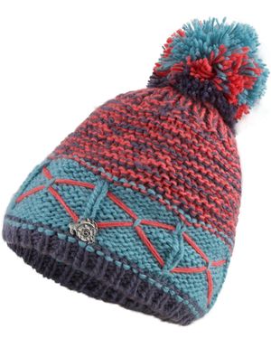 GUGGEN Mountain Mütze Mütze K013 Wintermütze Mit Bommel Und Leichtem Fleecefutter - Rot