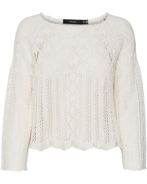 Vero Moda Strickpullover Strick- VmGinger Sweater 3/4 Pullover - Weiß