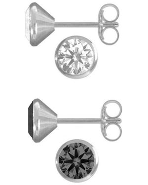 Firetti 2 Paar Ohrstecker Rund Mit Zirkonia (4Tlg. - Grau