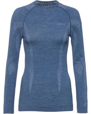FALKE Wool-Tech Round Neck Long Sleeve Shirt - Blau