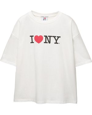 Pull&Bear T-Shirt 'I Love Ny' - Weiß