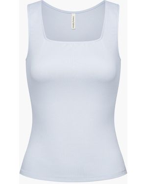 cfab Top Cotton Tanktop Mit Eckigem Ausschnitt - Blau