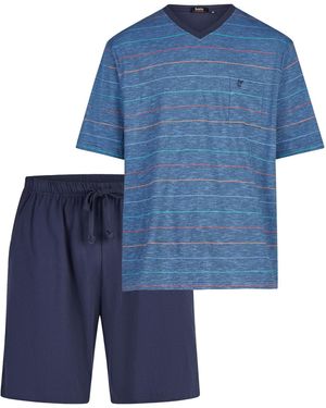 Hajo Pyjama Kurz Premium Cotton - Blau