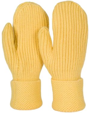 styleBREAKER Fingerhandschuhe Strick Fäustlinge Mit Gemustertem Bund - Gelb