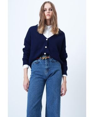 Trend Alaçatı Stili Trend Alaat Stili Strickjacke - Blau