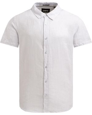 CMPD Kurzarm Leinenhemd Mit Two-Tone-Struktur - Weiß