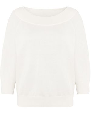 Zero Strickpullover Mit Carmenausschnitt - Weiß