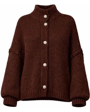 Worldclassca Oversizestrickjacke Strickjacke Mit Knopf - Braun