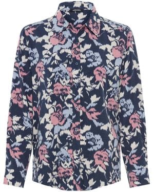 Olsen Bluse, Mit Durchgehender Knopfleiste, Klassisch Geschnitten - Blau