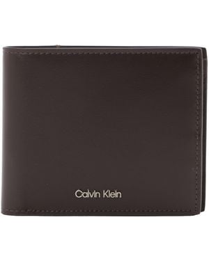 Calvin Klein Portemonnaie Smooth Metal Logo Bifold - Grau