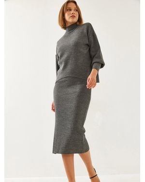 Bianco Lucci Set: Strickkleid Und Pullover - Mehrfarbig
