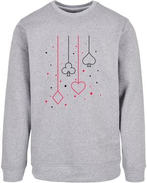 F4NT4STIC Sweatshirt Kreuz Pik Herz Karo Poker Kartenspiel - Grau