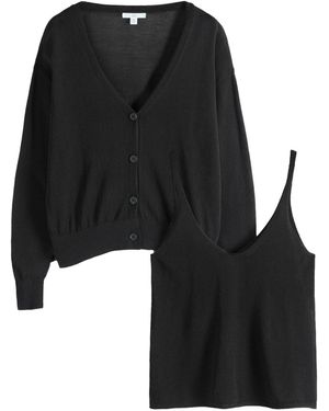 The Set Set: Strickjacke Und Stricktop - Schwarz